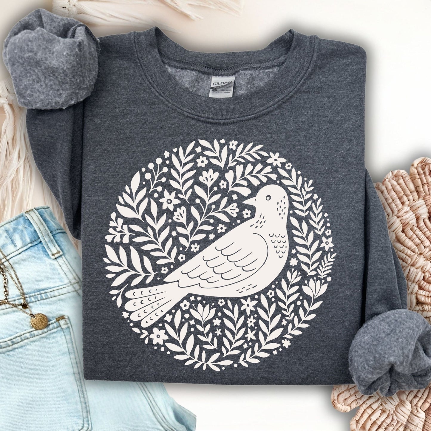 Scandinavian Bird Art Sweatshirt