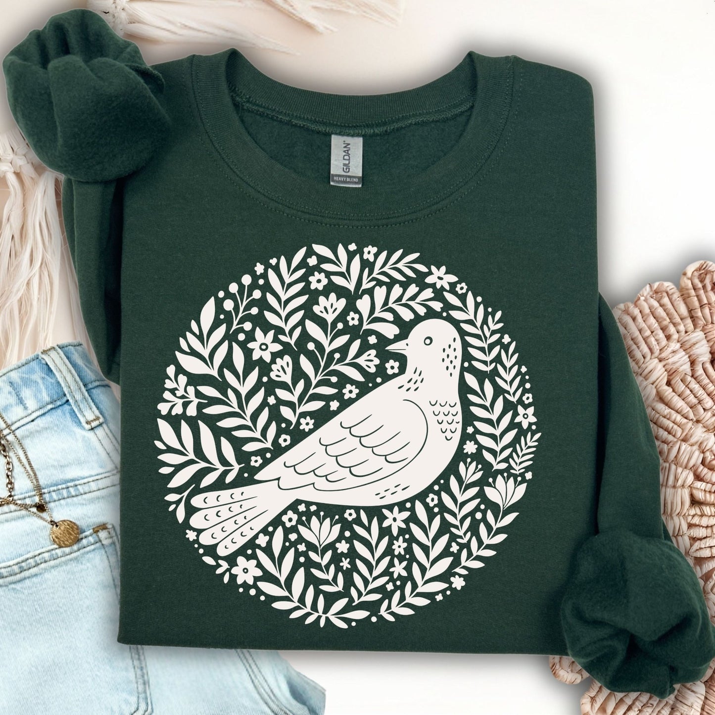 Scandinavian Bird Art Sweatshirt