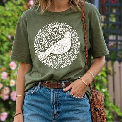 Scandinavian Bird Art T-Shirt