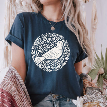 Scandinavian Bird Art T-Shirt