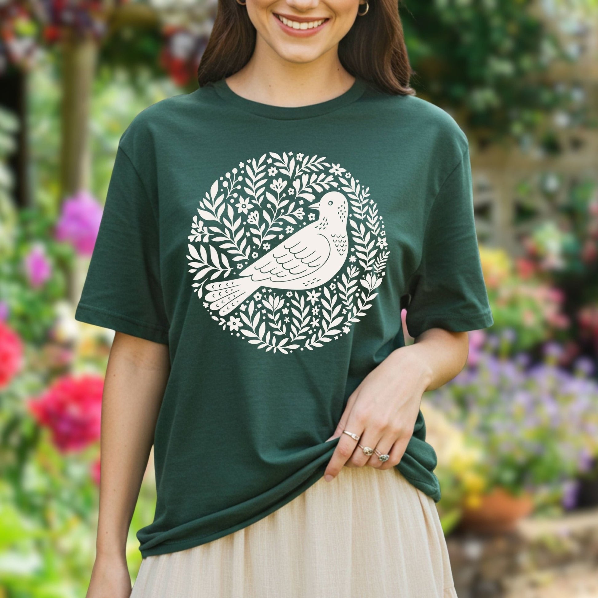 Scandinavian Bird Art T-Shirt