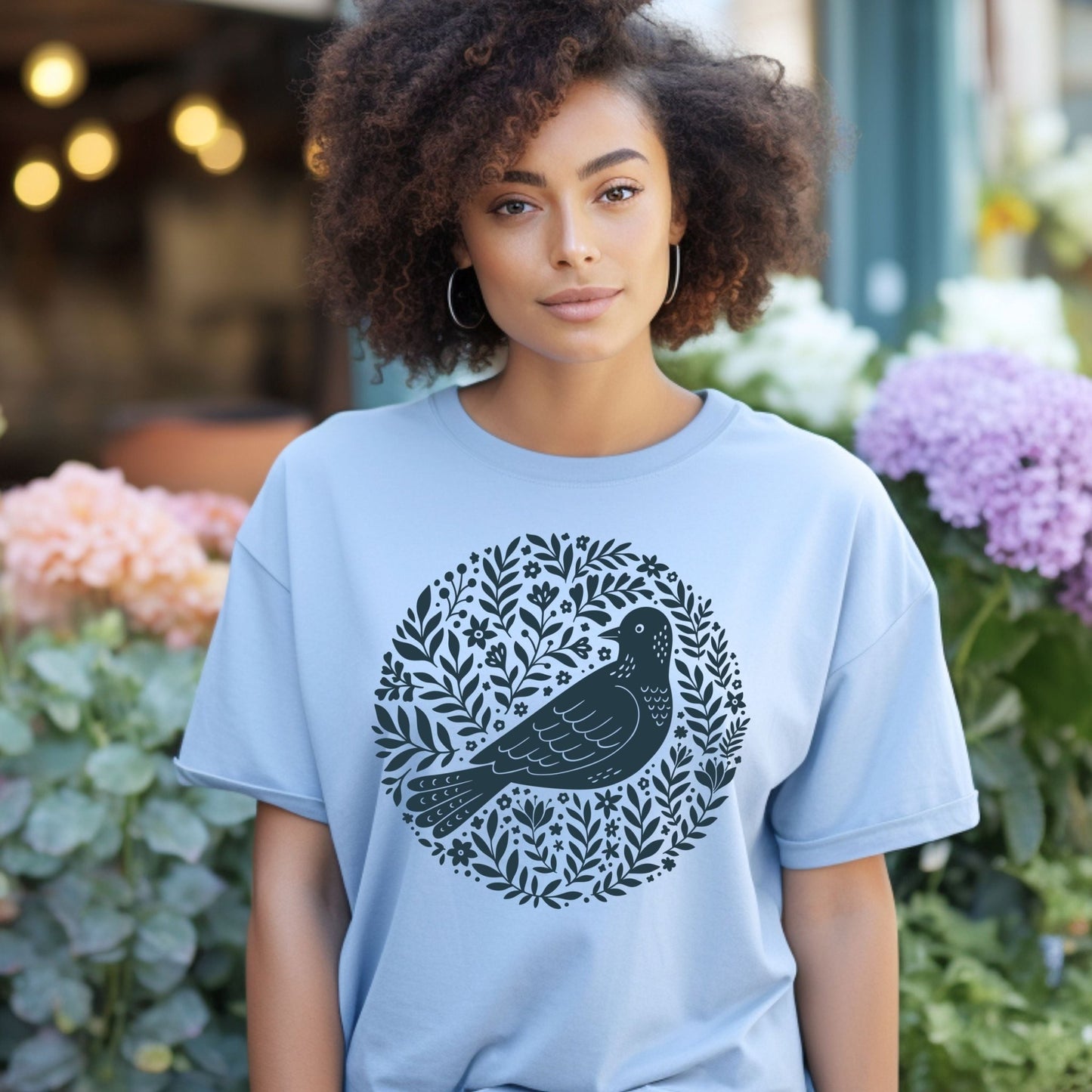 Scandinavian Bird Art T-Shirt