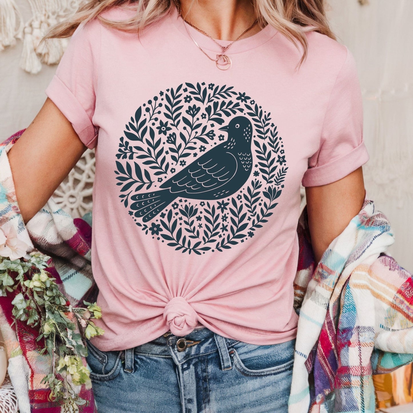 Scandinavian Bird Art T-Shirt