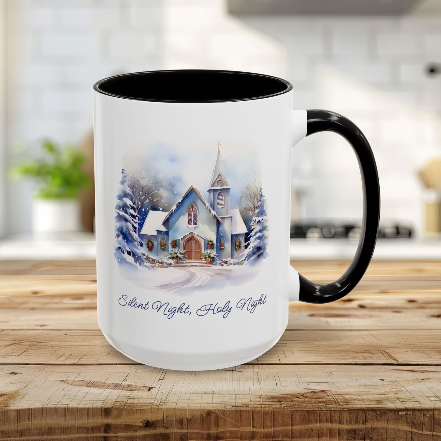 Silent Night Snowy Chapel Mug (11/15oz)