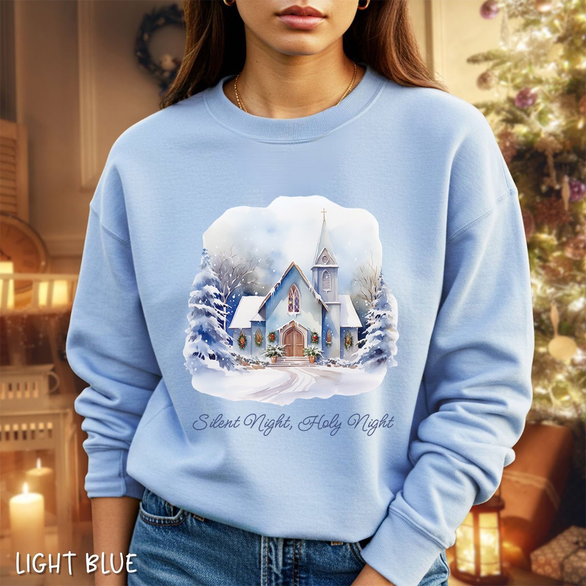 Silent Night Snowy Chapel Sweatshirt