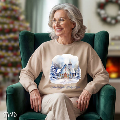 Silent Night Snowy Chapel Sweatshirt
