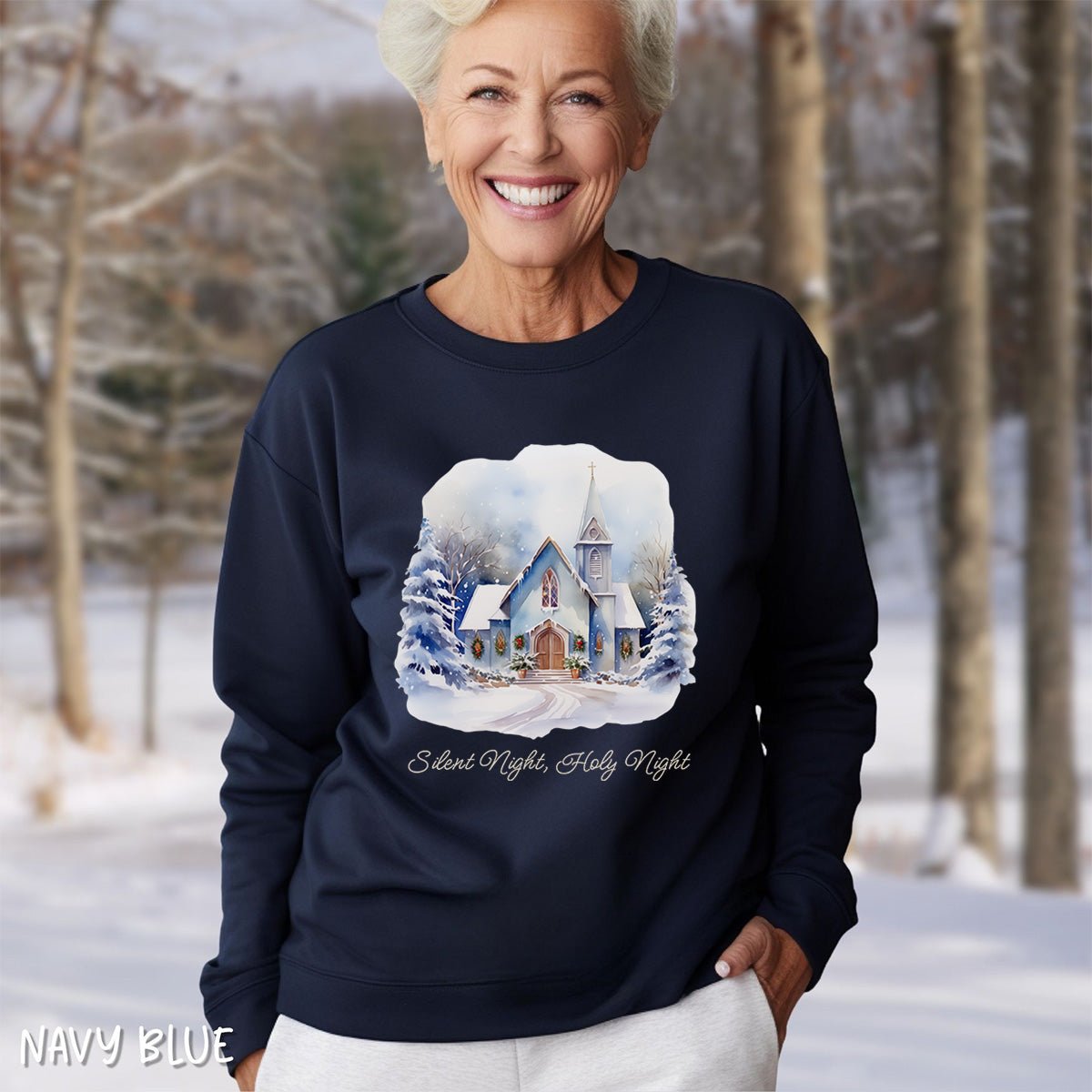 Silent Night Snowy Chapel Sweatshirt