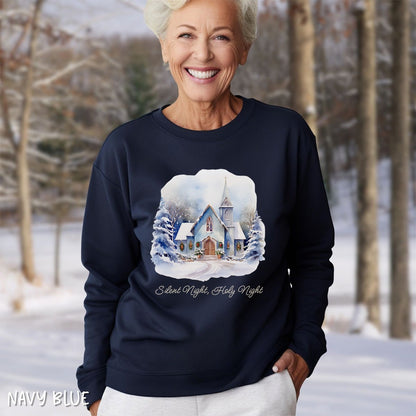Silent Night Snowy Chapel Sweatshirt