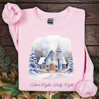 Silent Night Snowy Chapel Sweatshirt