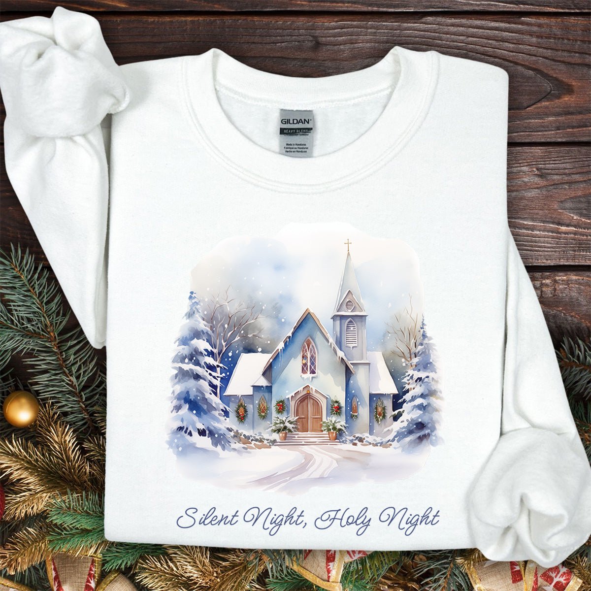 Silent Night Snowy Chapel Sweatshirt