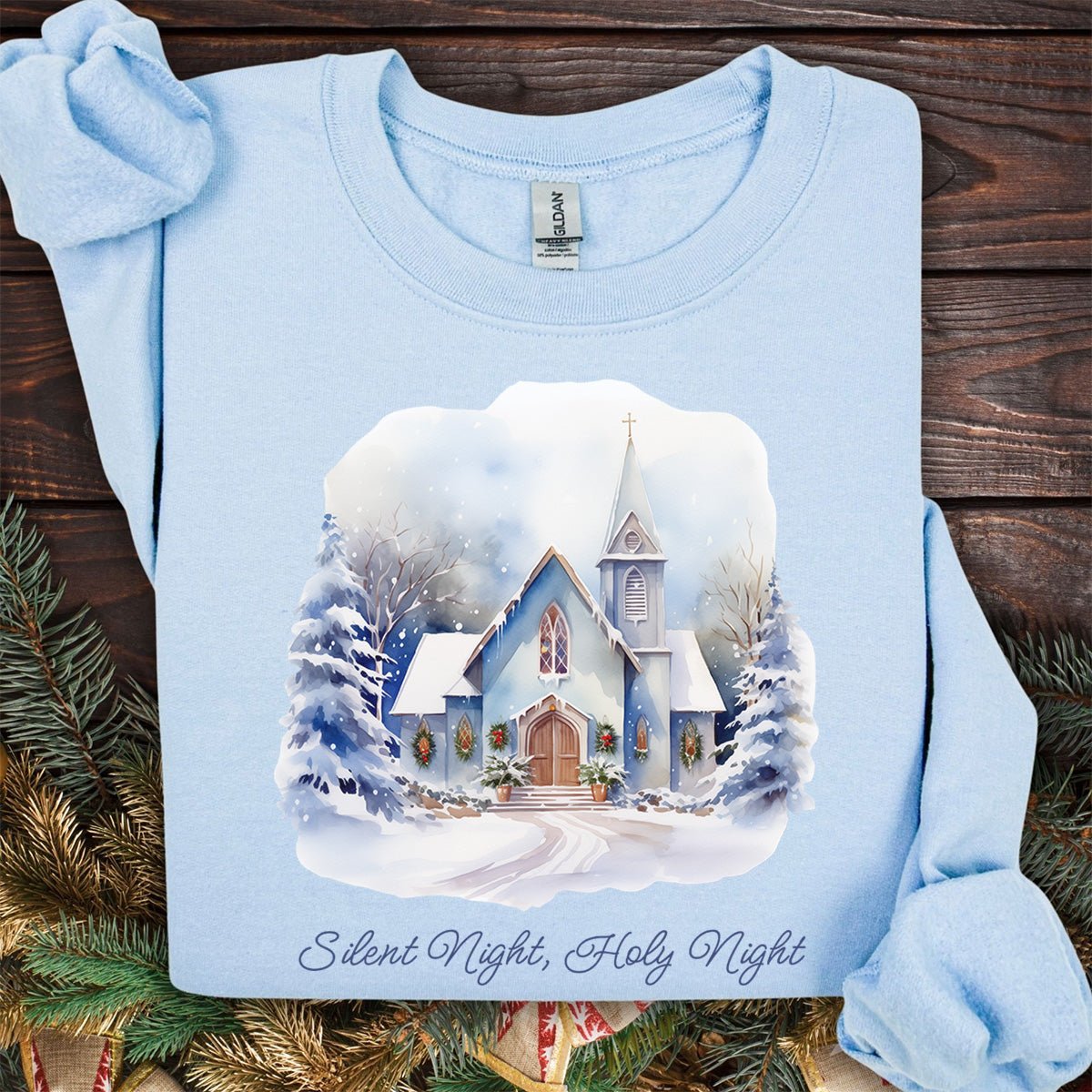 Silent Night Snowy Chapel Sweatshirt