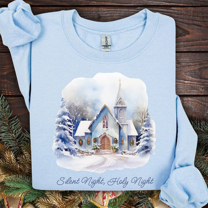 Silent Night Snowy Chapel Sweatshirt