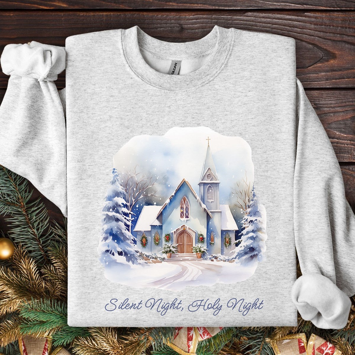 Silent Night Snowy Chapel Sweatshirt
