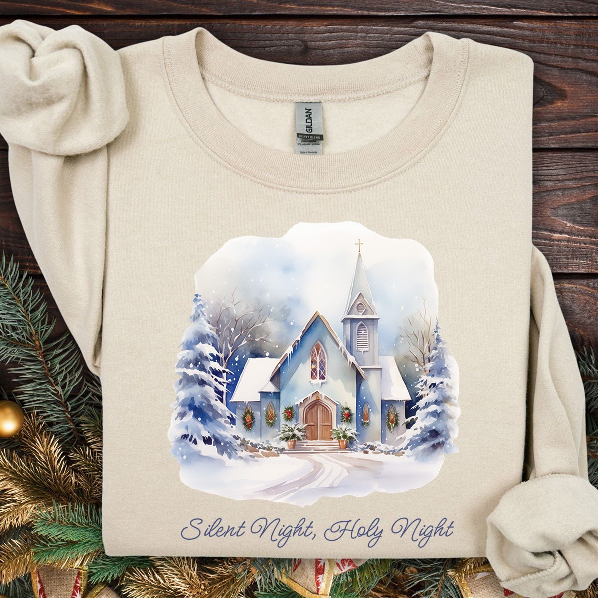Silent Night Snowy Chapel Sweatshirt