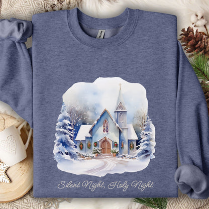 Silent Night Snowy Chapel Sweatshirt