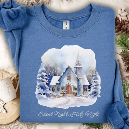 Silent Night Snowy Chapel Sweatshirt
