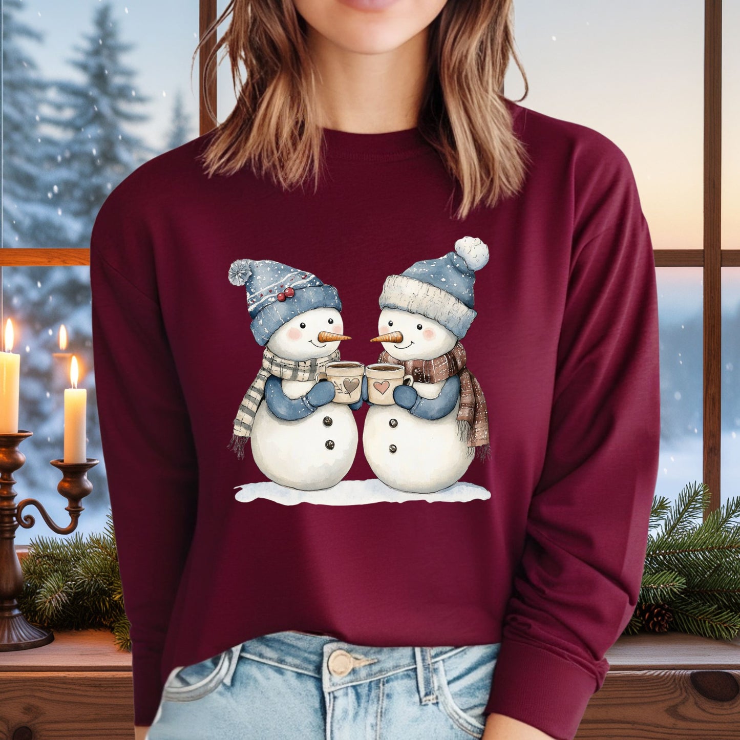 Snow Couple in Love Long Sleeve Tee