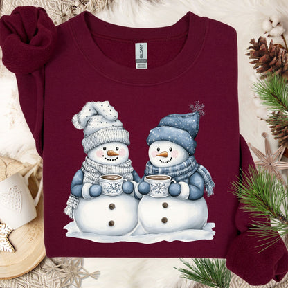 Snow Couple with Hot Chocolate Design