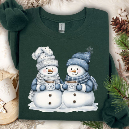 Snow Couple with Hot Chocolate Design
