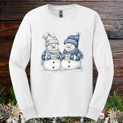 Snow Couple with Hot Chocolate Long Sleeve Tee