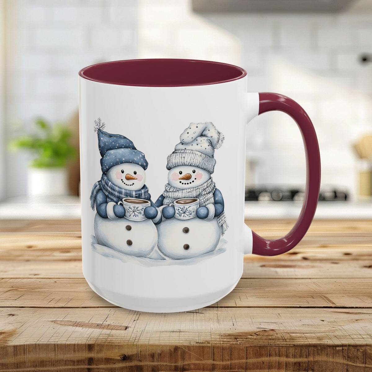 Snow Couple with Hot Chocolate Mug (11/15oz)