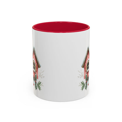 Snowy Christmas Cardinal Birdhouse Mug (11/15oz)