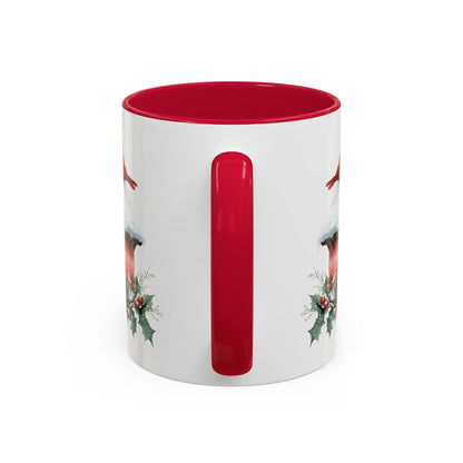 Snowy Christmas Cardinal Birdhouse Mug (11/15oz)