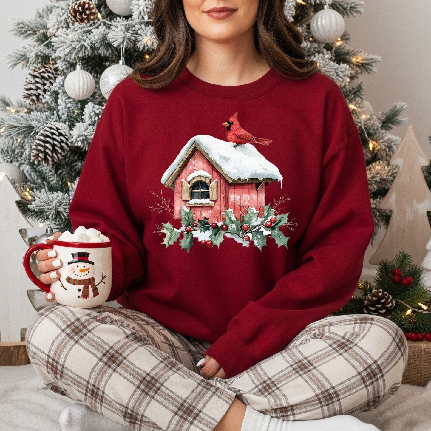 Snowy Christmas Cardinal Sweatshirt