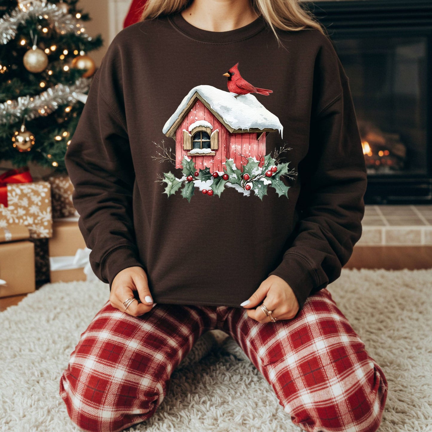 Snowy Christmas Cardinal Sweatshirt
