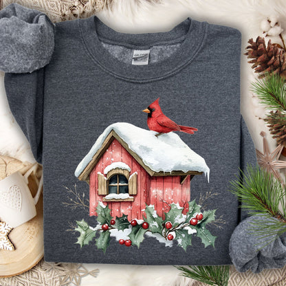 Snowy Christmas Cardinal Sweatshirt