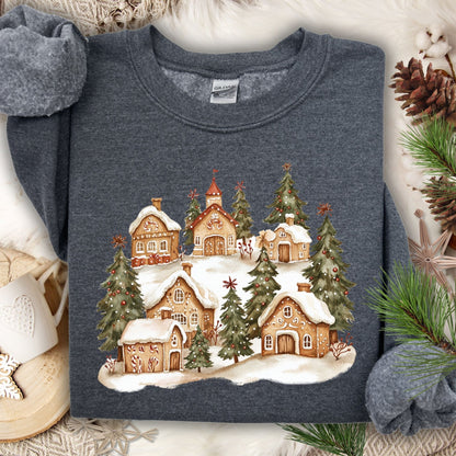 Snowy Gingerbread Village Sweatshirt