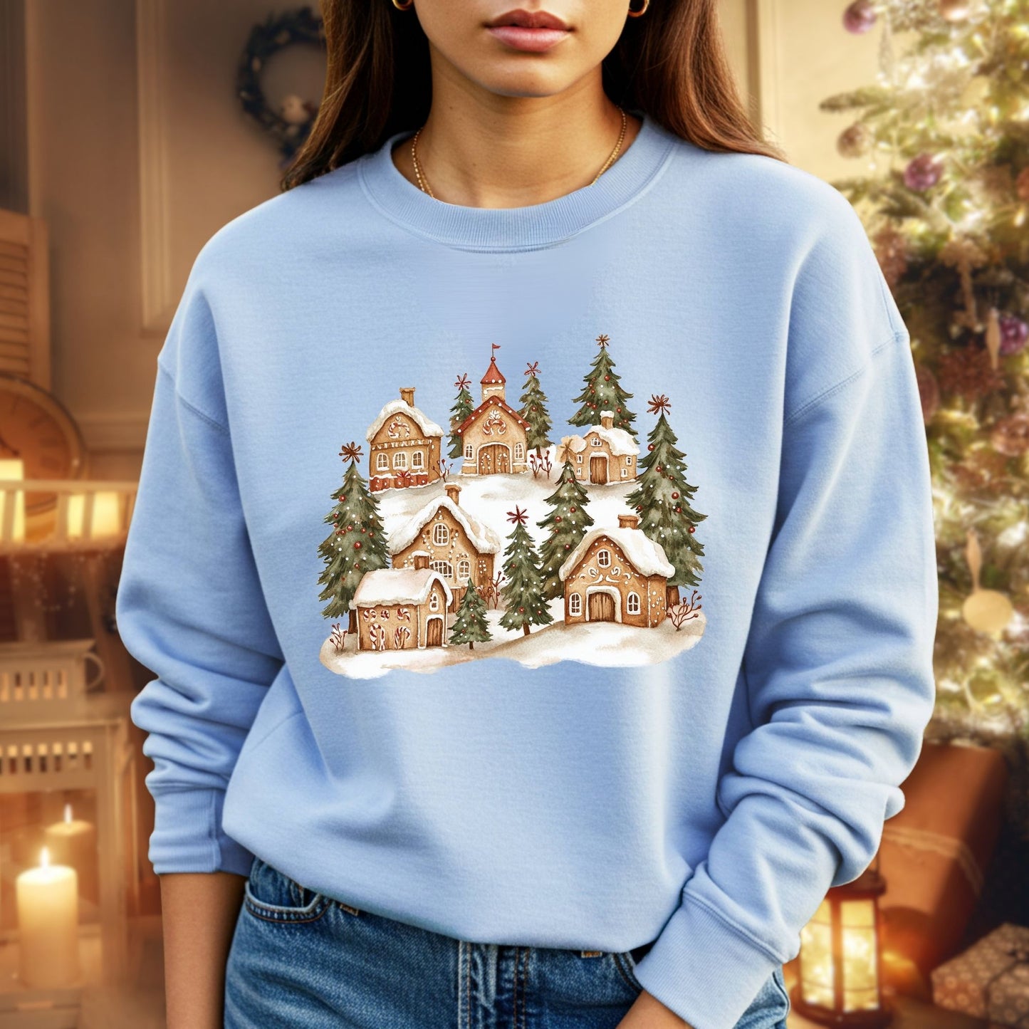 Snowy Gingerbread Village Sweatshirt