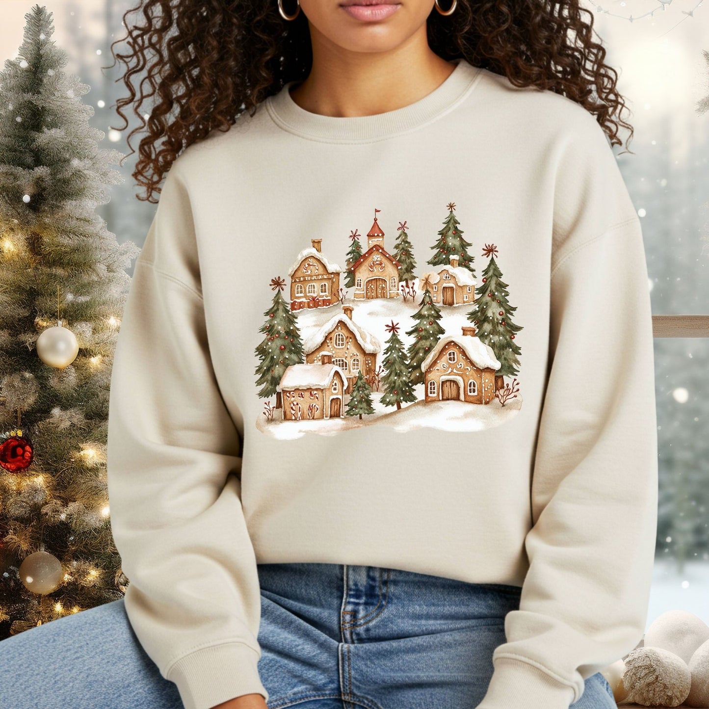 Snowy Gingerbread Village Sweatshirt