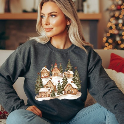 Snowy Gingerbread Village Sweatshirt