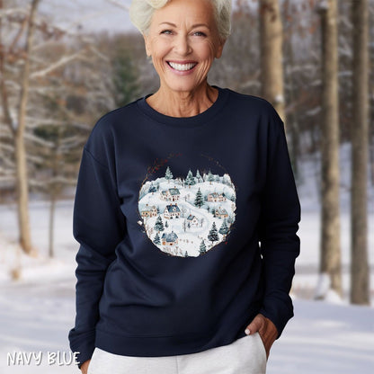 Snowy Winter Village Sweatshirt