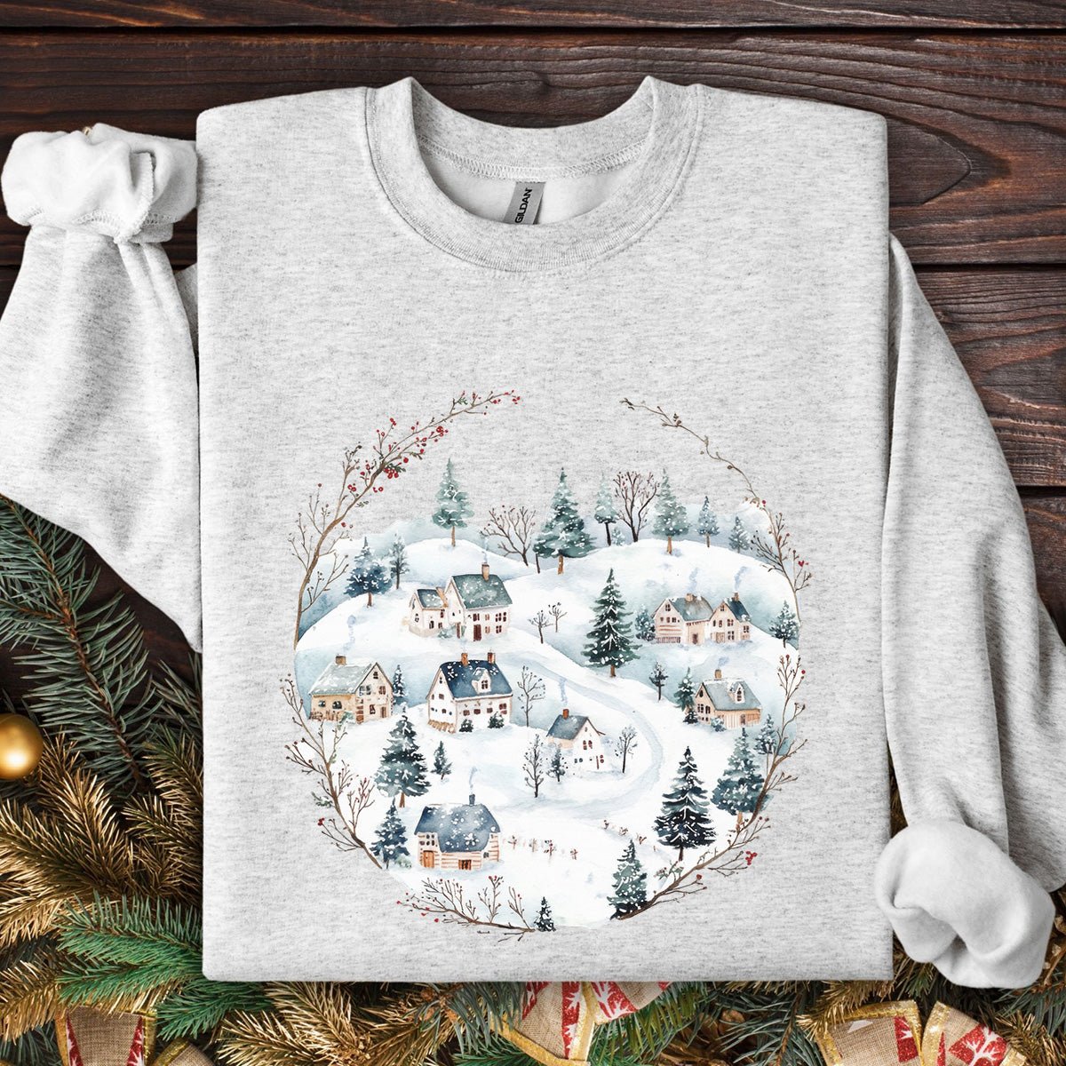 Snowy Winter Village Sweatshirt