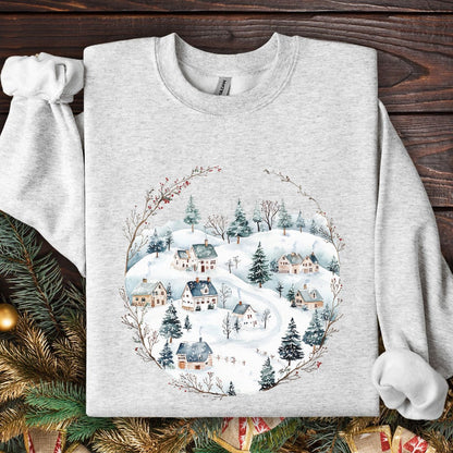 Snowy Winter Village Sweatshirt