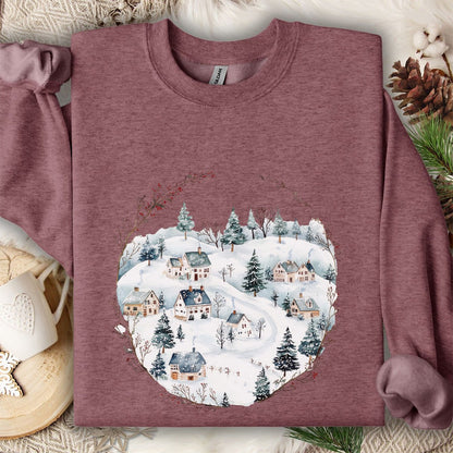 Snowy Winter Village Sweatshirt