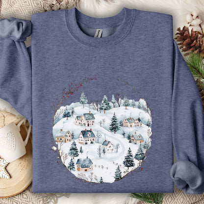 Snowy Winter Village Sweatshirt