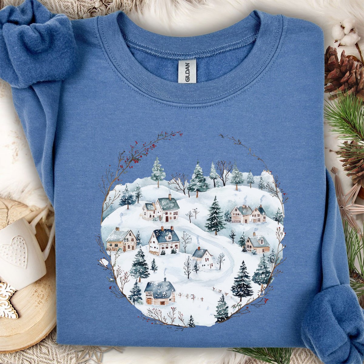 Snowy Winter Village Sweatshirt