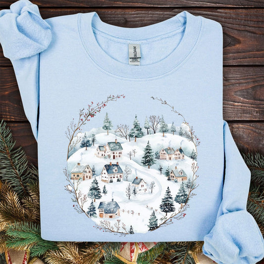 Snowy Winter Village Sweatshirt