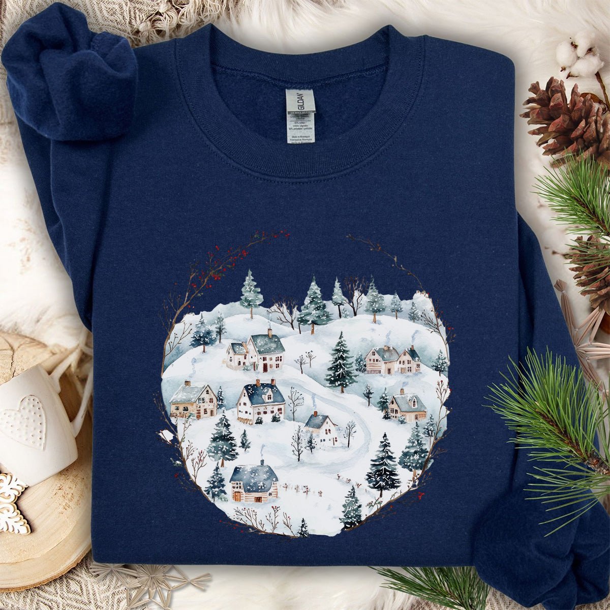 Snowy Winter Village Sweatshirt