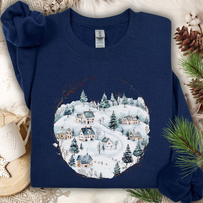 Snowy Winter Village Sweatshirt