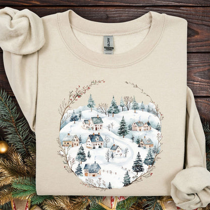 Snowy Winter Village Sweatshirt
