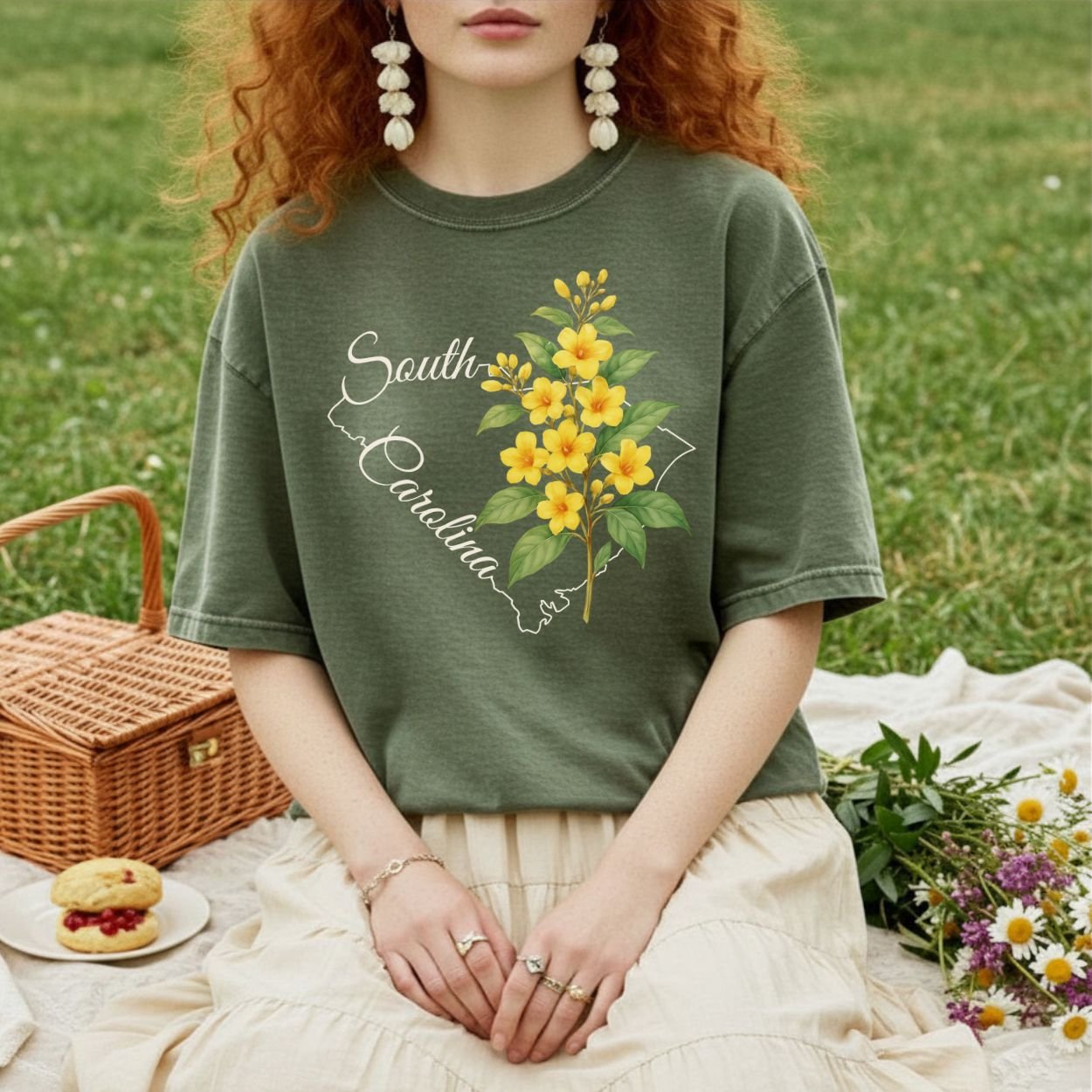 South Carolina State Flower T-Shirt — Yellow Jessamine