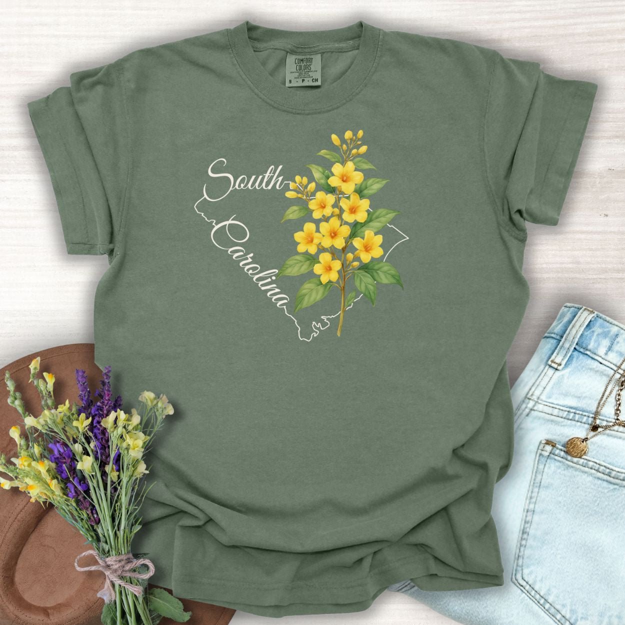 South Carolina State Flower T-Shirt — Yellow Jessamine