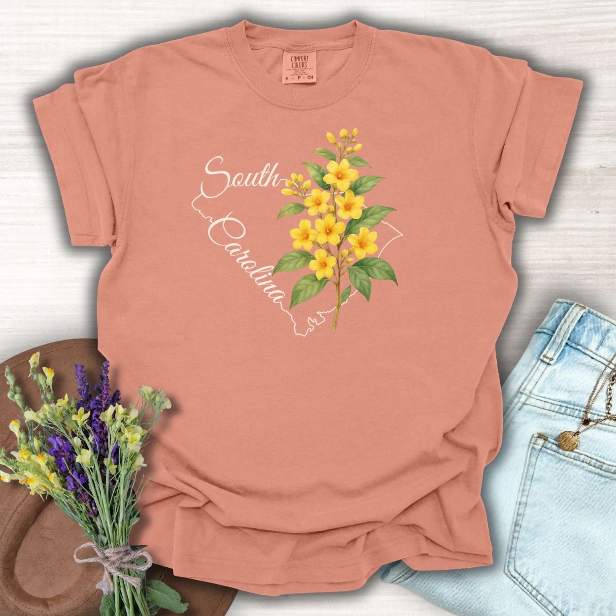 South Carolina State Flower T-Shirt — Yellow Jessamine