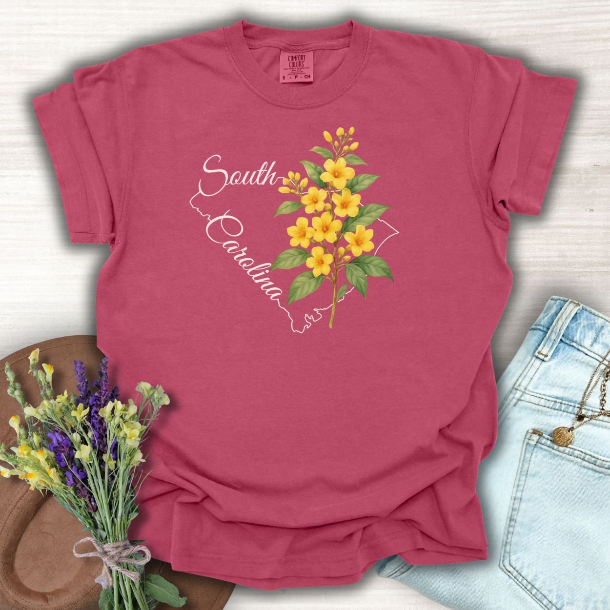 South Carolina State Flower T-Shirt — Yellow Jessamine