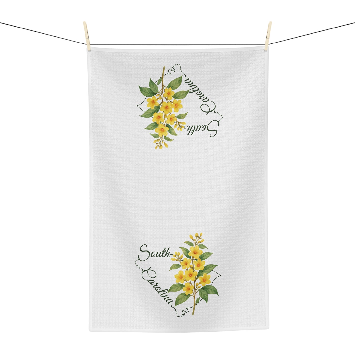 South Carolina State Flower Tea Towel — Yellow Jessamine