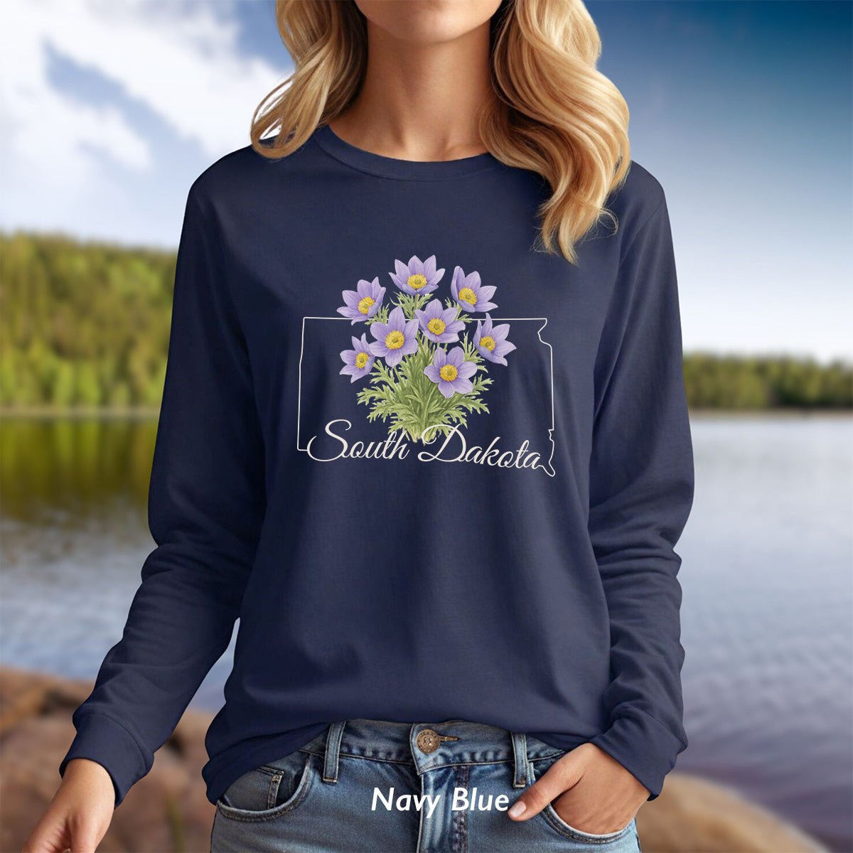 South Dakota State Flower Long Sleeve Tee - American Pasque